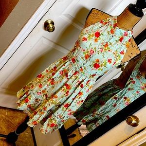 Floral Fun Mini Green Dress S